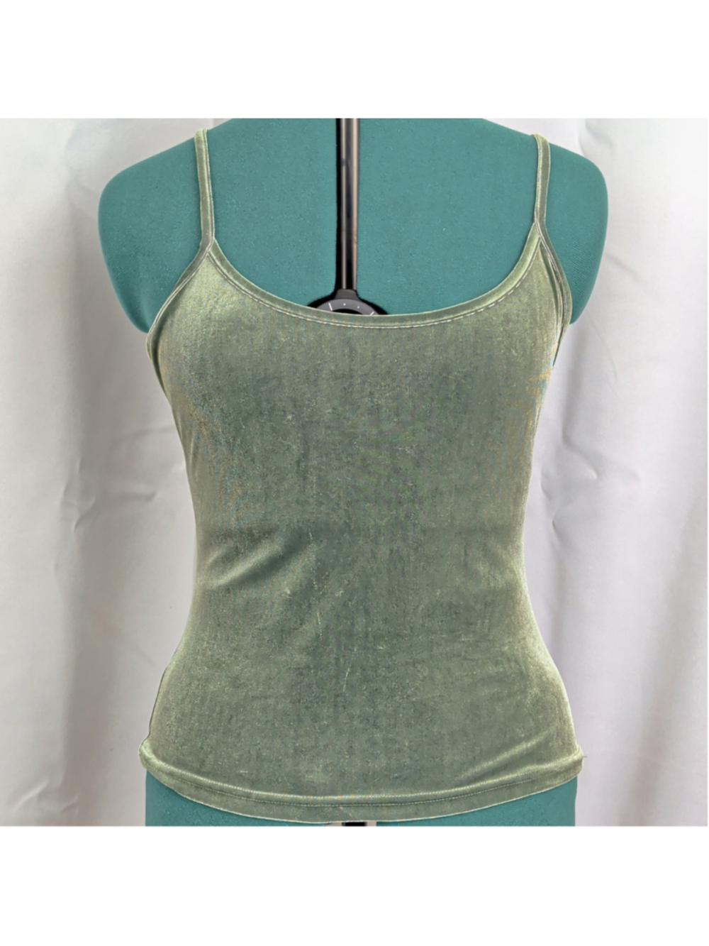 Vintage Express Green Velour Cami Tank Top
